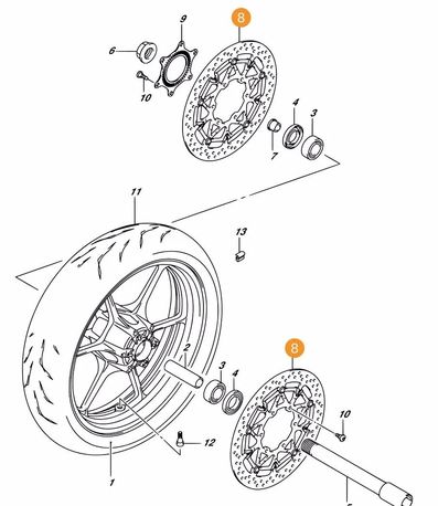 DISC, FRONT BRAKE GSX-R1000/L8 (Number 8 on image)