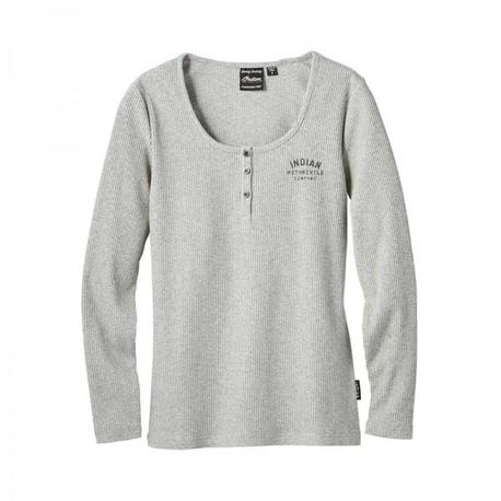 Indian Womans Long Sleeve Ribbed Henley Tee – L