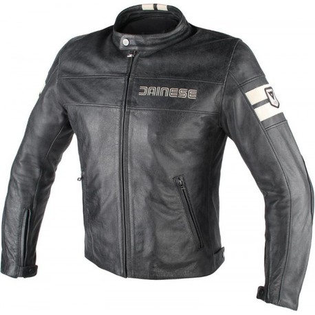 Dainese HF D1 Leather Jacket Black/Ice – 48