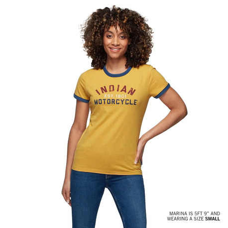Indian Womens Watercolor Ringer Tee Yellow – L