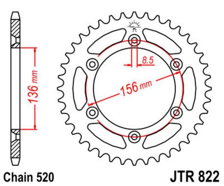 Bakdrev JT 822-50 GAS alla,HVA CR/WR/TE/TC/TD125