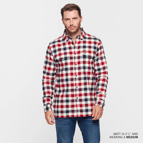 Indian Mens Iowa Plaid Shirt, Red – L