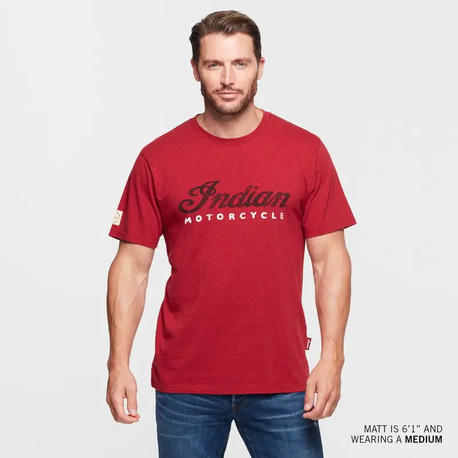 Indian Mens marl Script Logo Tee Red M Endast – M