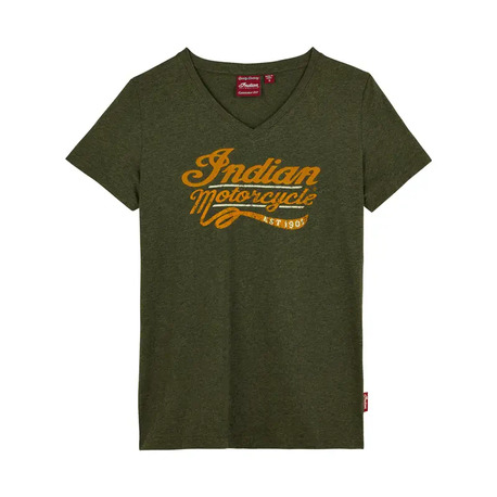 Indian Womens Mixed Embroidery Pint Tee Khaki – L